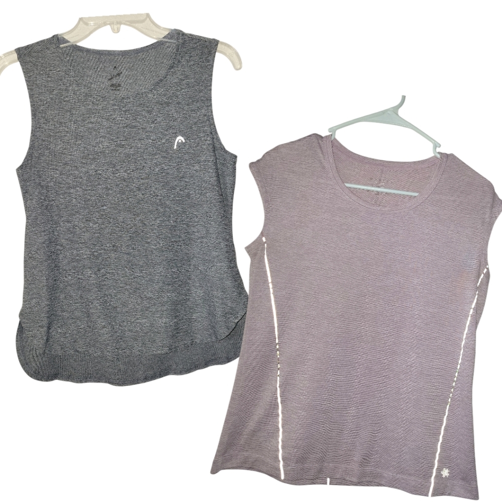 2 athletic tops by Head and Tek Gear, S, Grey/ Pink, GUC